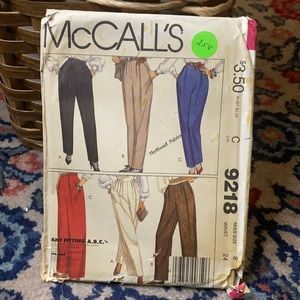 Size 8 McCall’s pattern 9218 pants with pleats